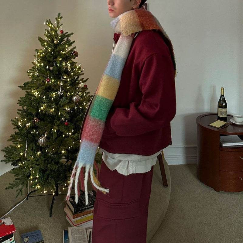 Color Matching High-grade Scarf For Men And Women Autumn And Winter Thick - Mubimart