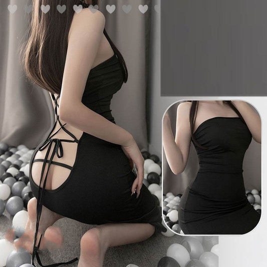 Long Skirt Lace Up Plus Size Erotic Lingerie Leopard Print - Mubimart