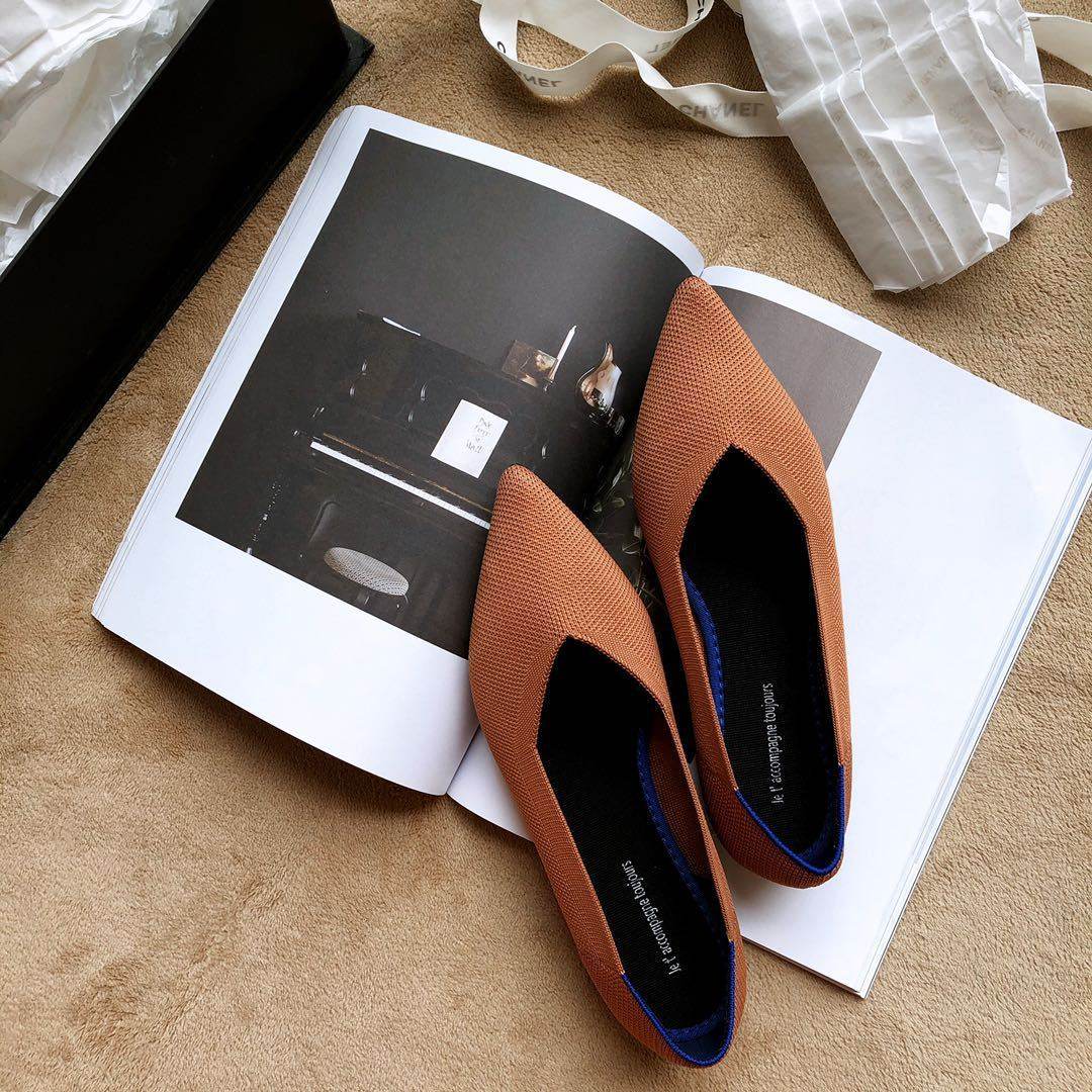 Women's Pointed Toe Casual Woven Flat Shoes - Mubimart