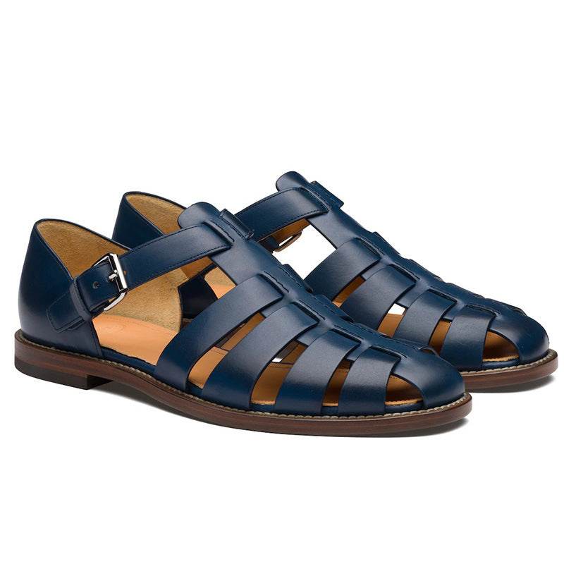 Colorblock Men's Sandal Stitched Faux Leather - Mubimart