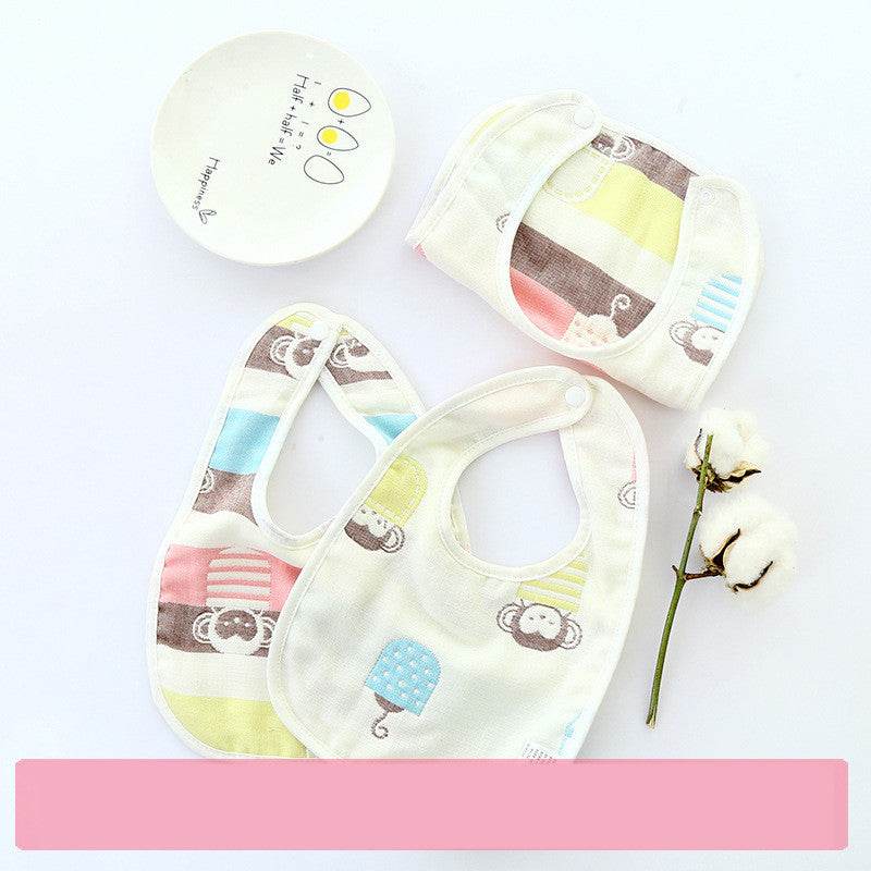 U-shaped Bib Children's 6-layer Cotton Gauze Bib Cartoon Custom Infant Baby Supplies 360 Rotating Bib - Mubimart