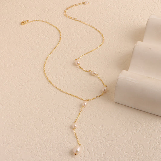 Freshwater Pearl Necklace 925 Silver Design Sense Senior Light Luxury