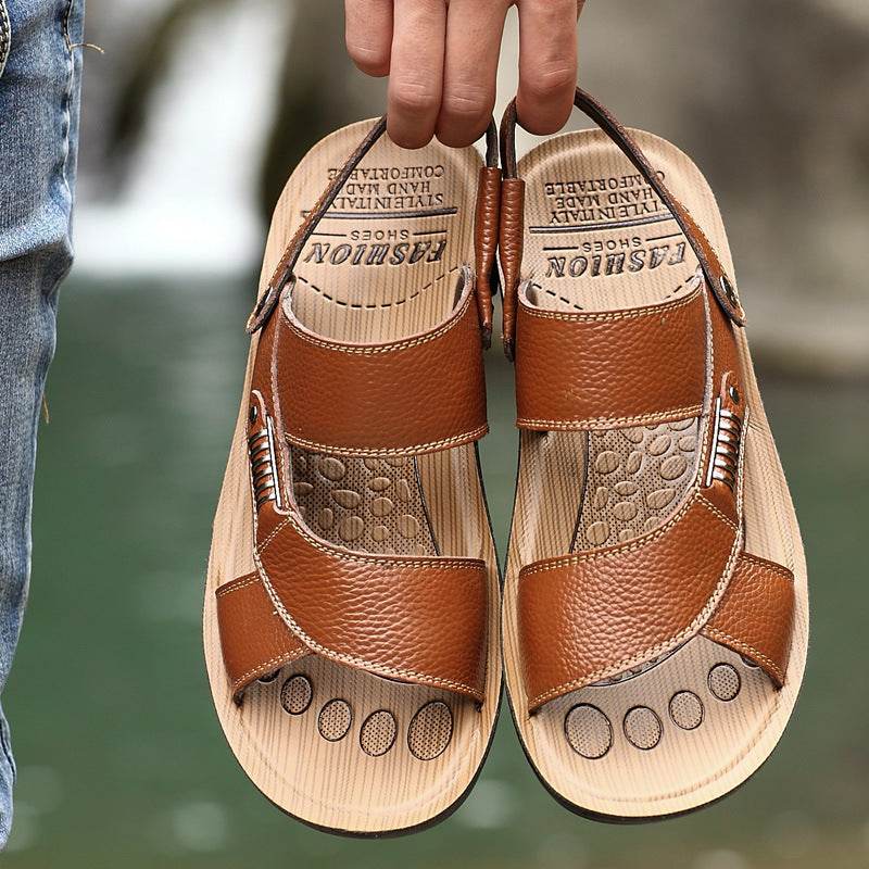 Summer Sandals Men's Leather Sandals And Slippers Casual And Breathable - Mubimart