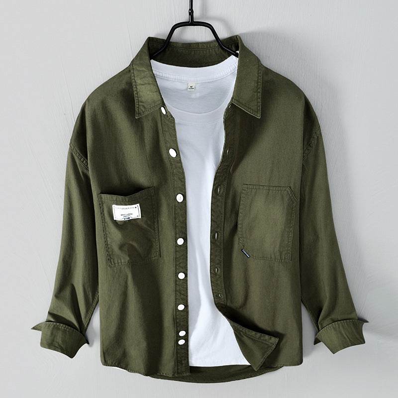 Shirt Men's Casual Long-sleeved Cotton Shirt Jacket - Mubimart