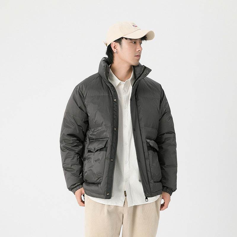 Large Size Winter White Duck Down Casual Padded Jacket - Mubimart