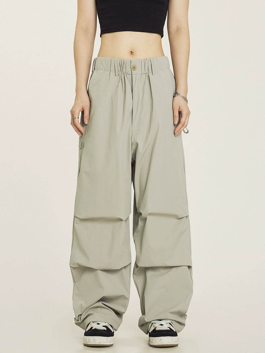 Vintage Pleated Parachute Pants Cargo Pants - Mubimart