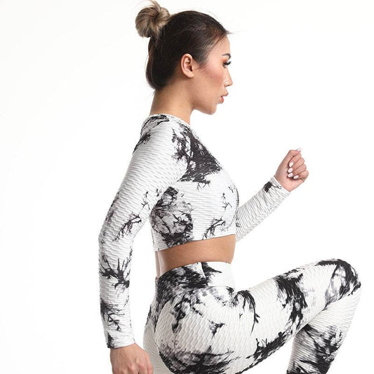 Jacquard Workout Clothes Hollow Sports Top - Mubimart