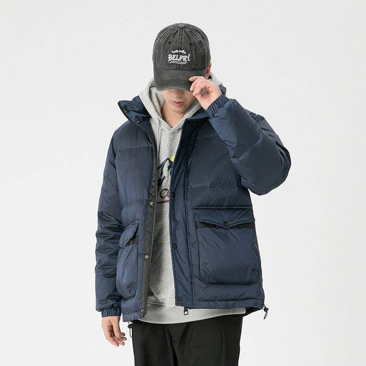 Large Size Winter White Duck Down Casual Padded Jacket - Mubimart