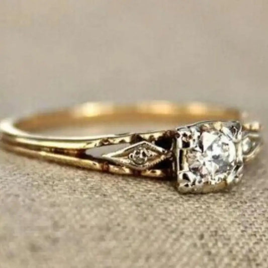 Girls Golden Ring Square Four Claws
