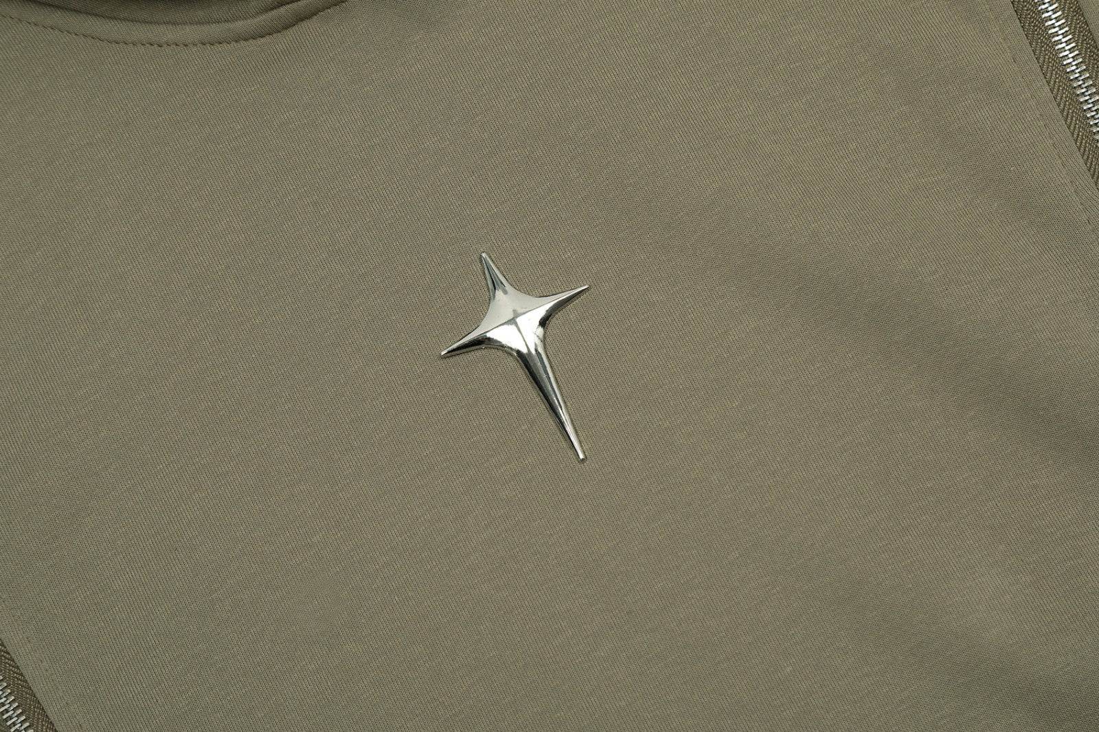 Vintage Street Solid Double Zipper Hoodie - Mubimart