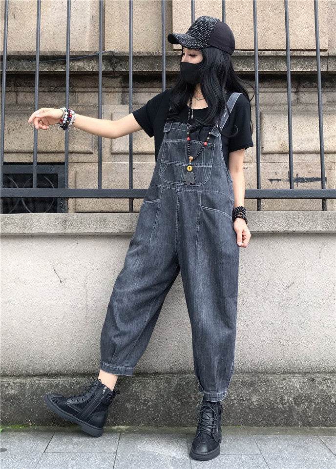Plus Size Straight Loose Cropped Jumpsuit - Mubimart