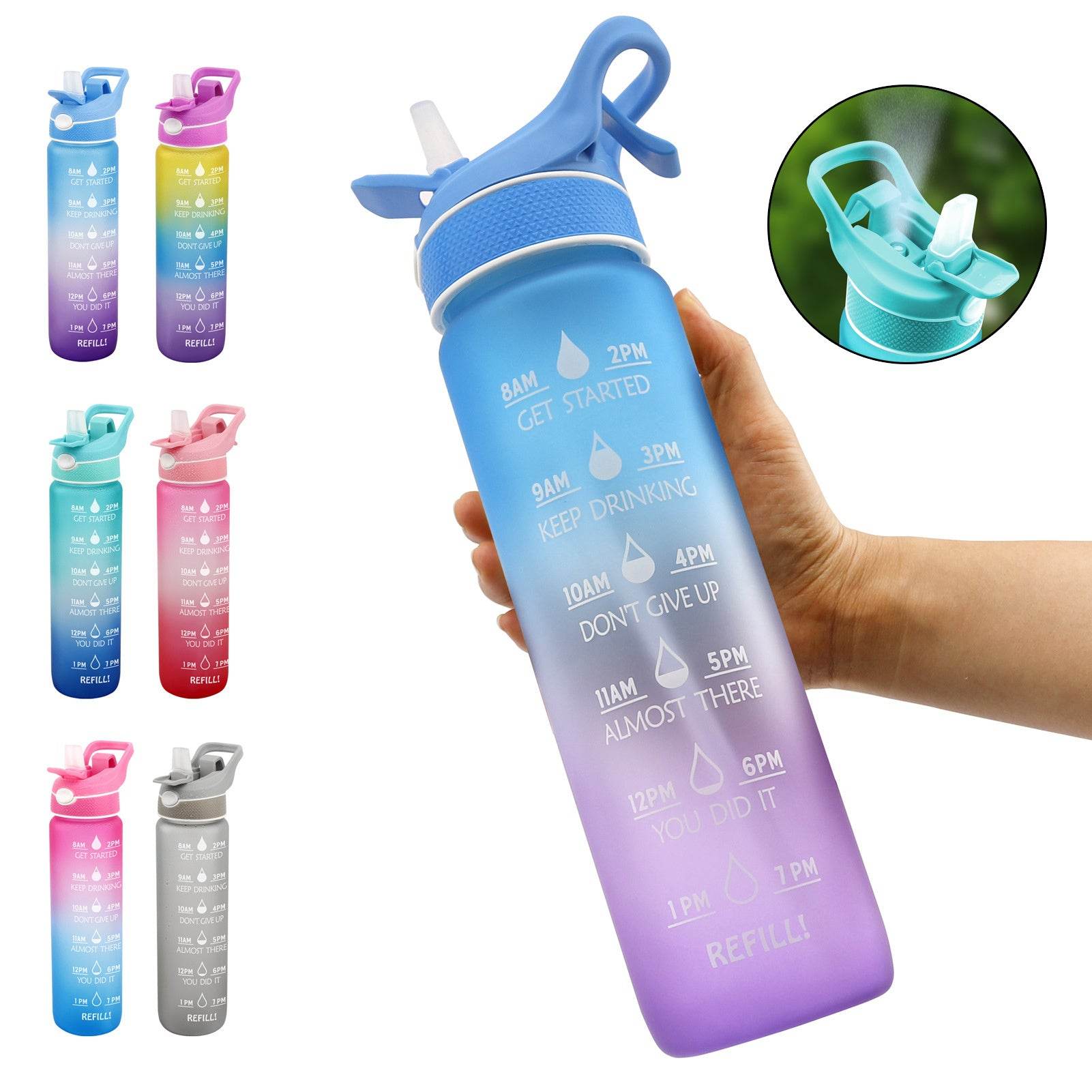 Water Bottle Scrub Bounce Cover Straw Space Cup Sports Water Bottle - Mubimart