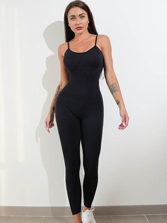 Womens Sexy Unitard One Piece Jumpsuit Spaghetti Strap Tummy Control Rompers Sleeveless Bodysuits Outfits - Mubimart