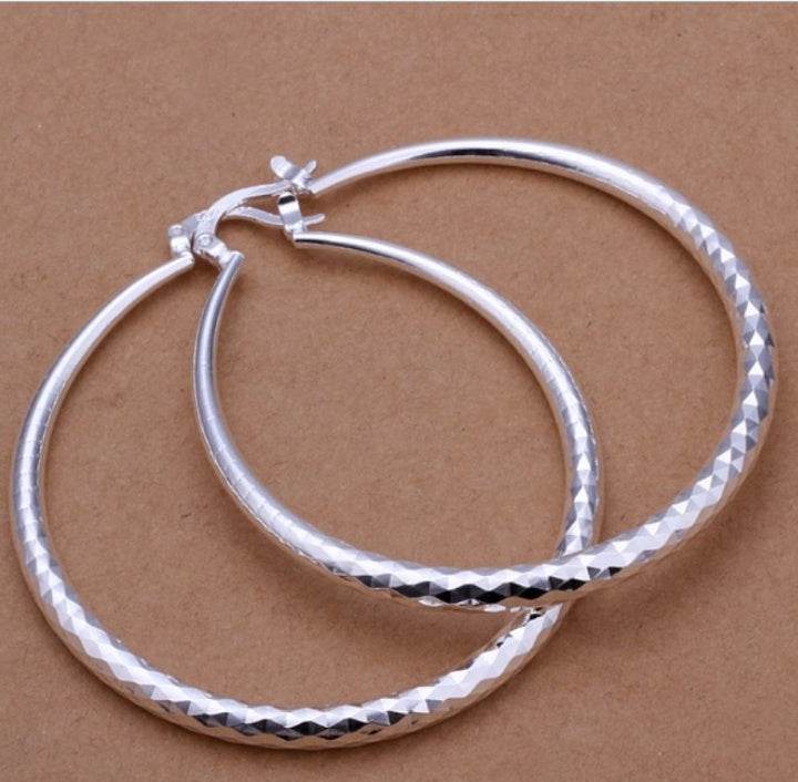 925 Silver Exaggerated Large Hoop Earrings Hoop Earrings - Mubimart
