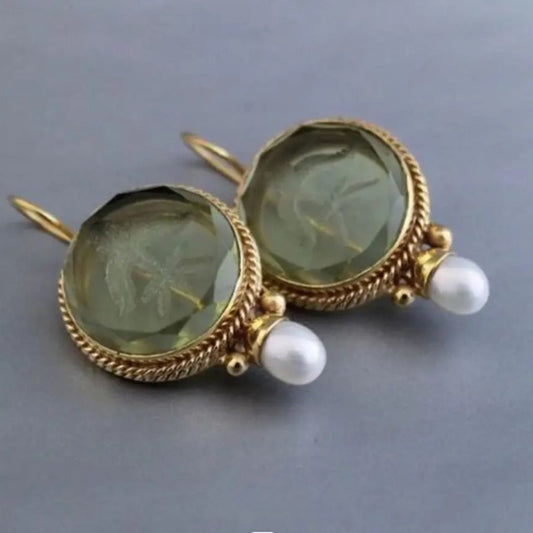 Inlaid Pearl Vintage Style Earrings