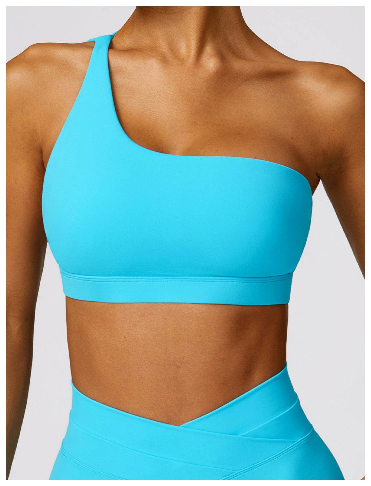 Women's One-shoulder Beauty Back Yoga Bra Quick-drying Workout Top - Mubimart
