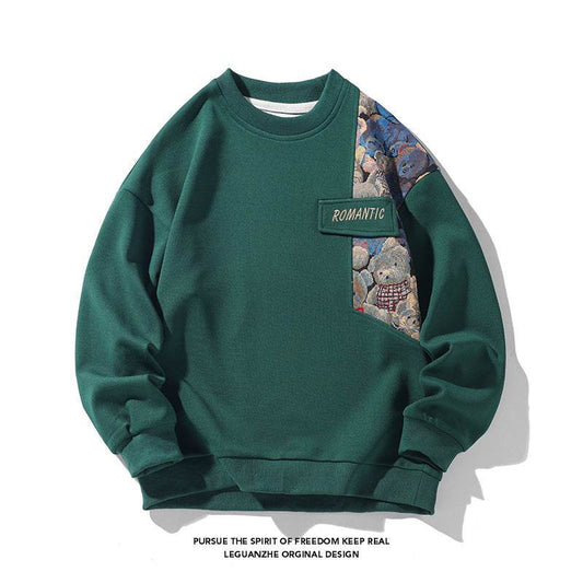 Plus Size Embroidery Stitching Sweater - Mubimart