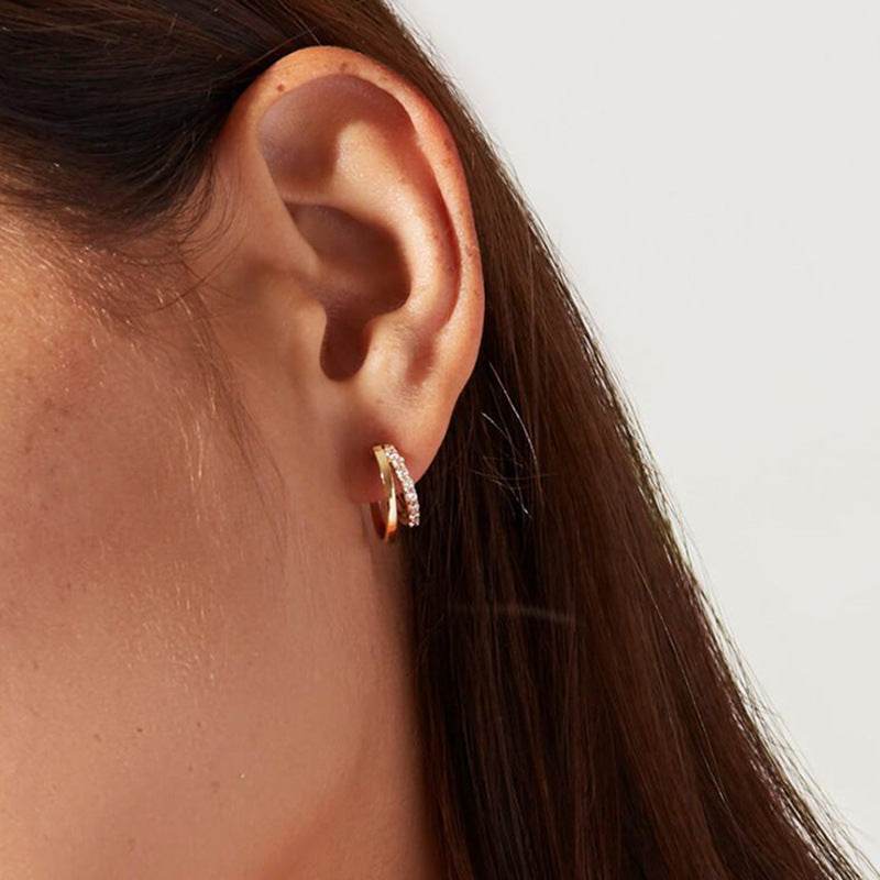 Geometric Double Hoop Earrings For Women - Mubimart