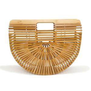 Bamboo Woven Bag Rattan Creative Beach Handbag Women - Mubimart