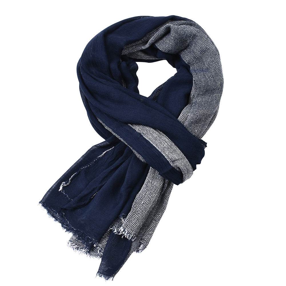 Autumn And Winter Cotton And Linen Yarn-dyed Scarf Men - Mubimart