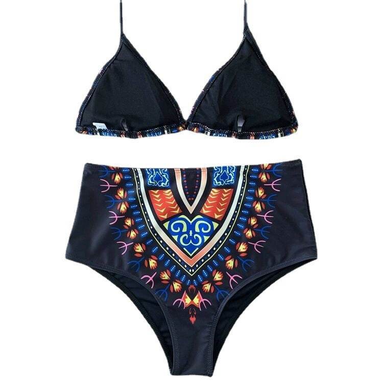 Ladies High Waist Floral Split Bikini Swimming - Mubimart