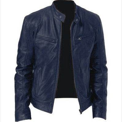 PU Leather Jacket Slim Leather Jacket - Mubimart