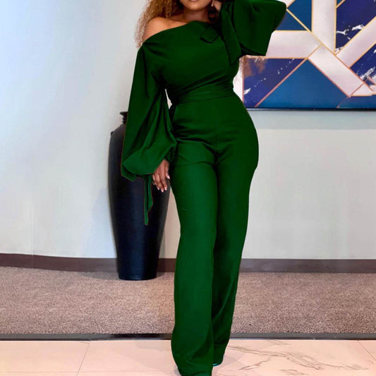 High Waist African Plus Size Wide Leg Jumpsuit - Mubimart
