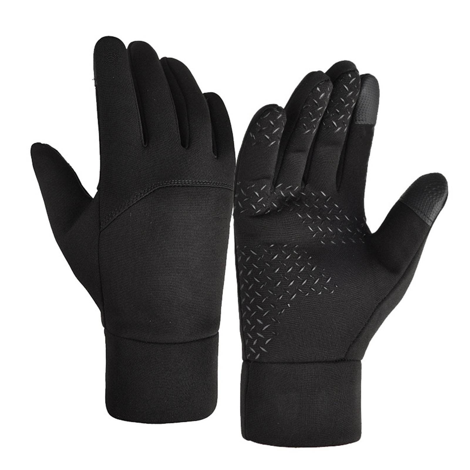 Winter Men Gloves Touch Screen Windproof Waterproof Brushed Gloves For Outdoor Sports Activities Skiing Black L - Mubimart
