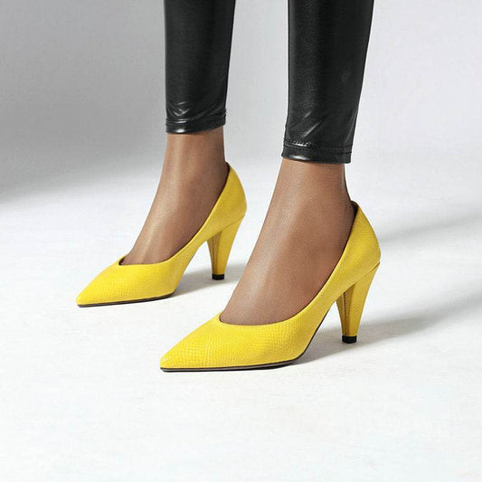 Women's Work Shoes Professional Cone-shaped Heel Pointed High Heels - Mubimart