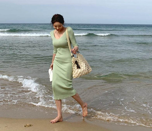 Women One Shoulder Hand Straw Beach Bag - Mubimart