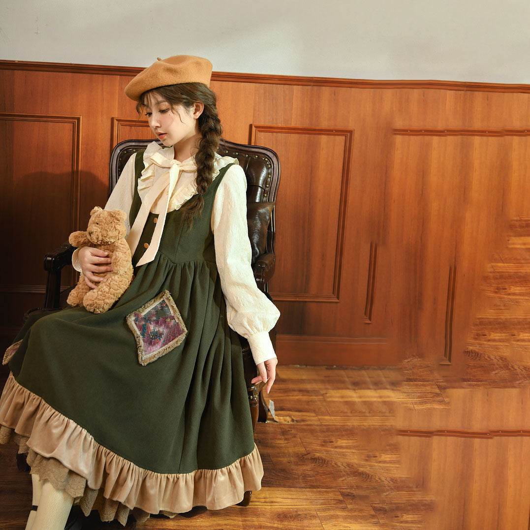 Shirt Pastoral Dress Long Dress Jumpsuit - Mubimart