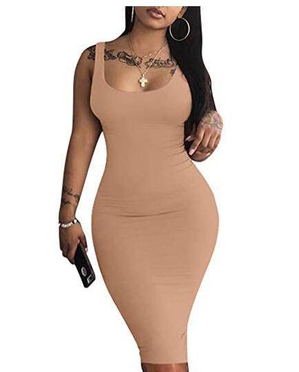 Womens Sexy Bodycon Tank Dress Sleeveless - Mubimart