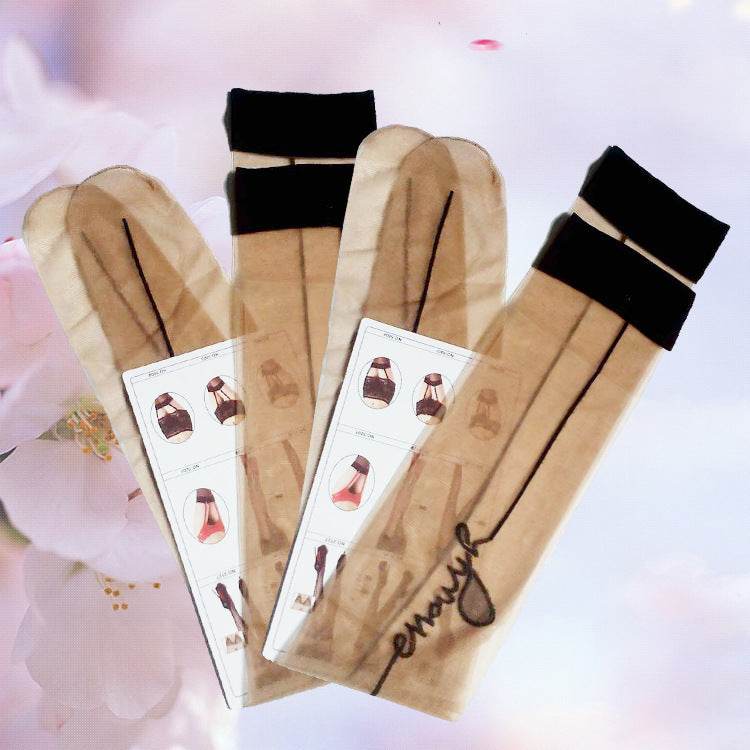 Knee High Socks New Jacquard Letter Back Vertical Line Stockings - Mubimart
