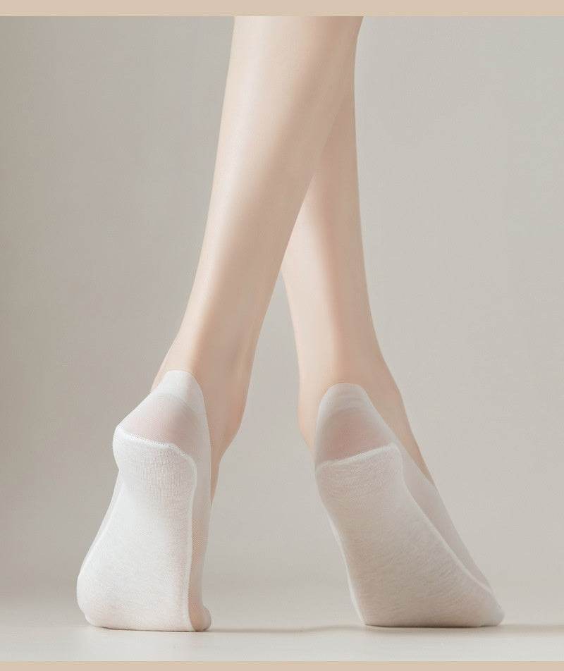 Thin Solid Color Bottom Super Low Cut Invisible Socks - Mubimart