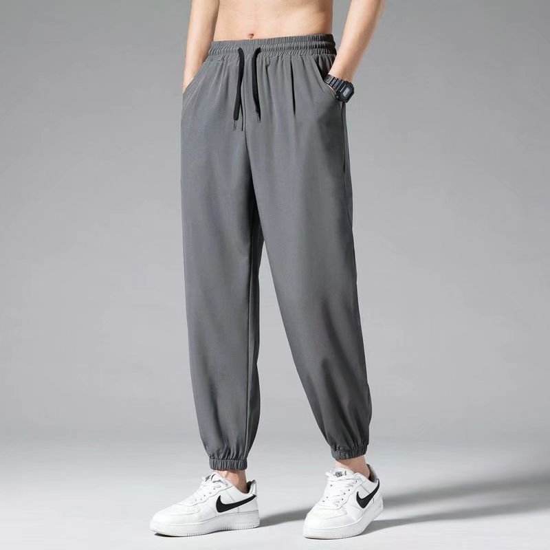 Nine Point Drawstring Wide Leg Sweatpants - Mubimart