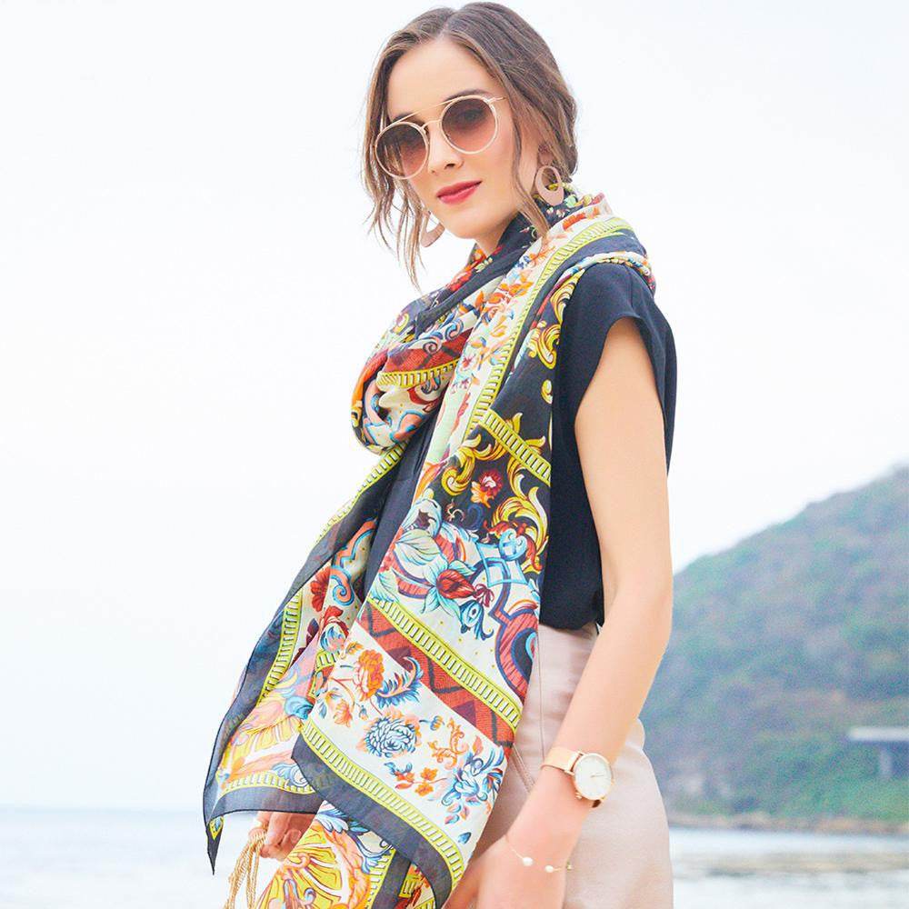 Sunscreen Shawl Ethnic Travel Oversized Shawl - Mubimart