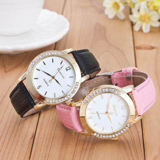 Geneva Diamond Quartz Watch Women - Mubimart