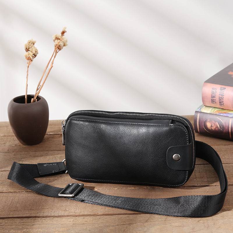 Men's Multi-functional Small Bag Cowhide Fanny Pack One Shoulder Cross-body - Mubimart