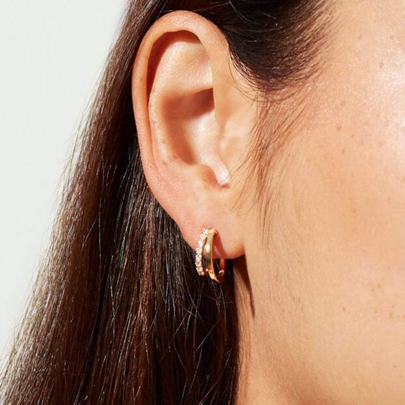 Geometric Double Hoop Earrings For Women - Mubimart