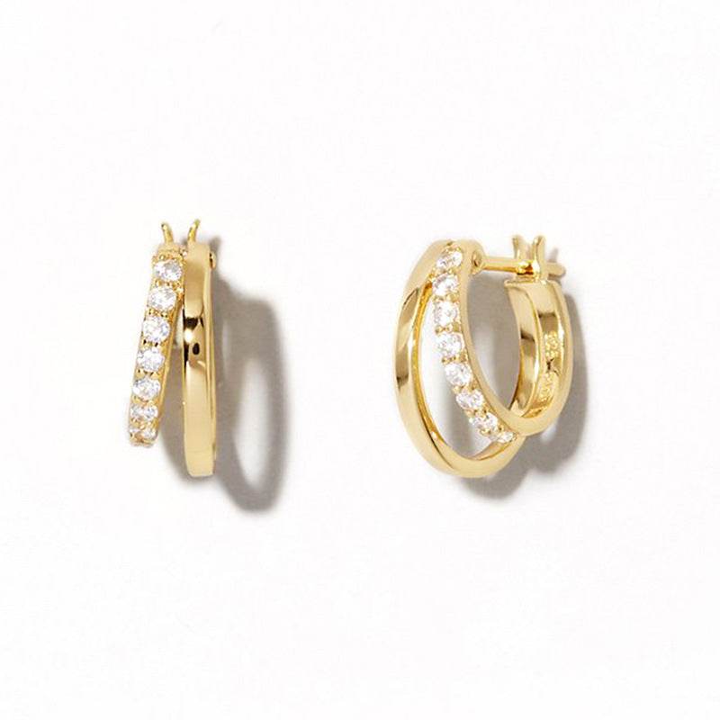 Geometric Double Hoop Earrings For Women - Mubimart