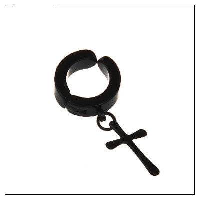 Tassel Black Earrings Without Pierced Cross Wolf Men And Women Tide Earrings - Mubimart