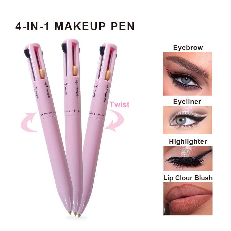 Four-in-one Cosmetic Brush Four-color Lip Liner Highlight Eyeliner Eyebrow Pencil - Mubimart