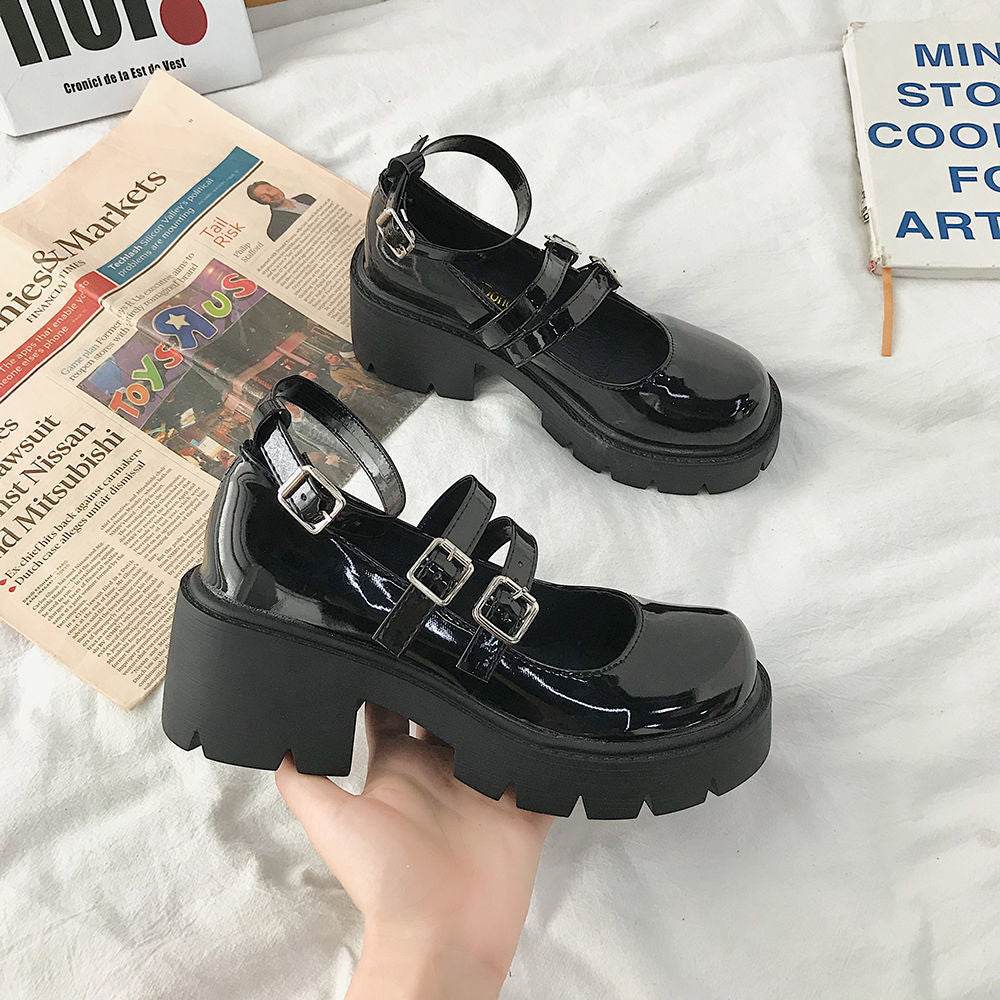 Women's Retro Japanese Hepburn Mary Jane Shoes - Mubimart