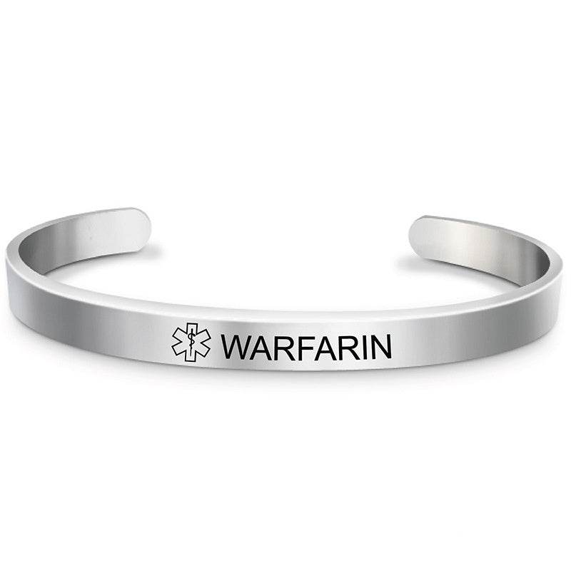 Fashion Silver Plated Medical Alert Cuff Bracelet EPILEPSY Diabetic Allergy Stainless Steel Bangle For Women Men - Mubimart