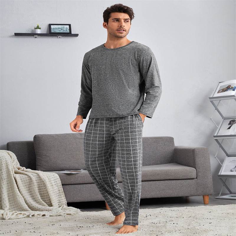 Thin Section Plaid Loungewear Outer Pants Men's Suit - Mubimart