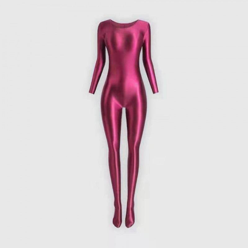 Stretch Gloss Bodysuit Shapewear Vest Leggings Ladies - Mubimart