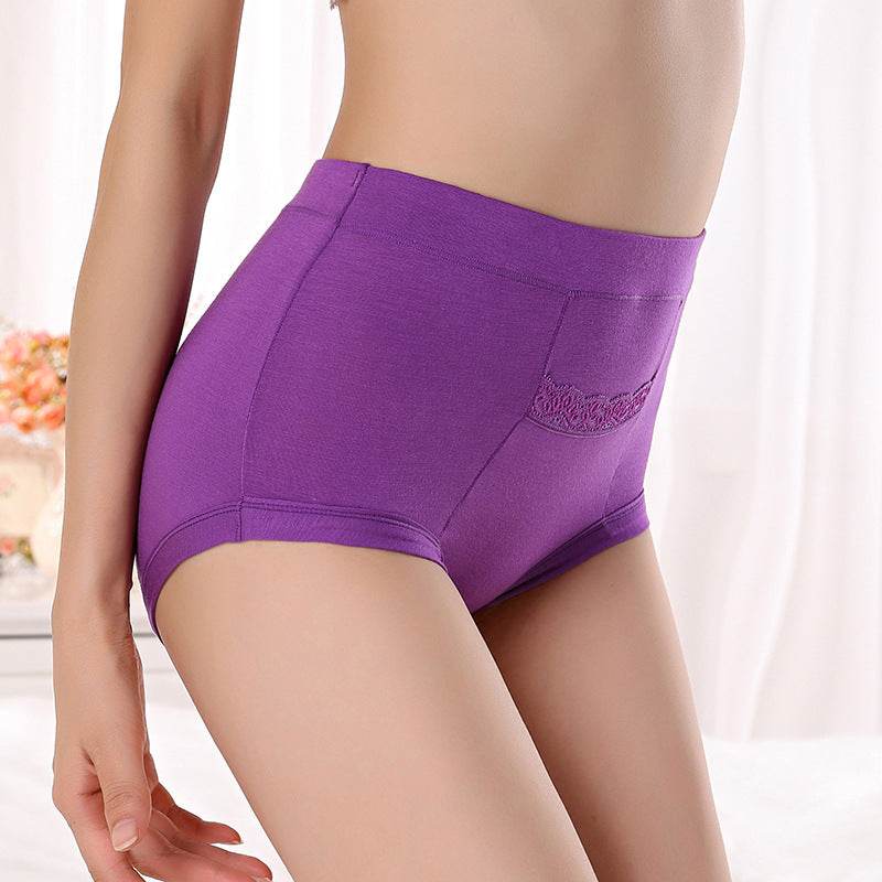 Bamboo Fiber Pocket High Waist Anti-leakage Women's Panties - Mubimart