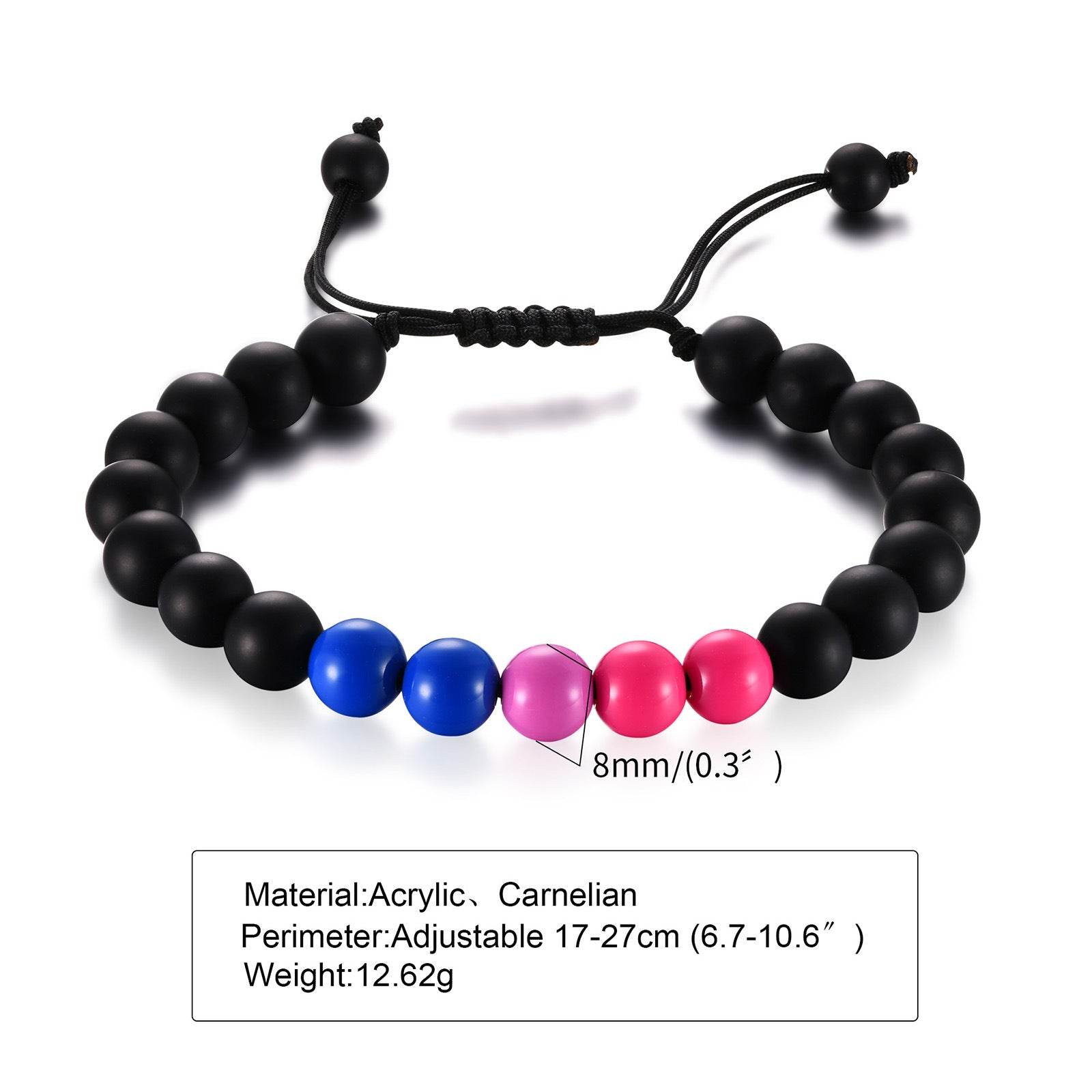 Bracelet Acrylic Black Agate Beaded Bracelet Friendship Men And Women - Mubimart