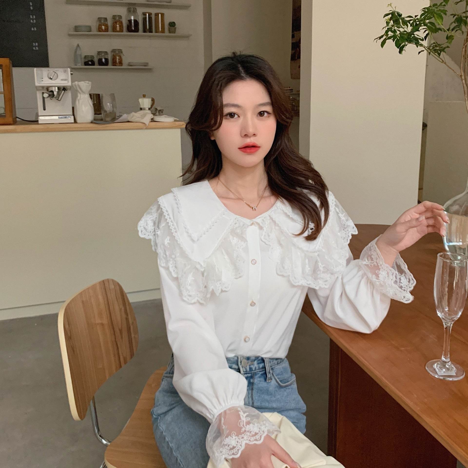 Single Breasted Long-sleeved Shirt Blouse For Women - Mubimart