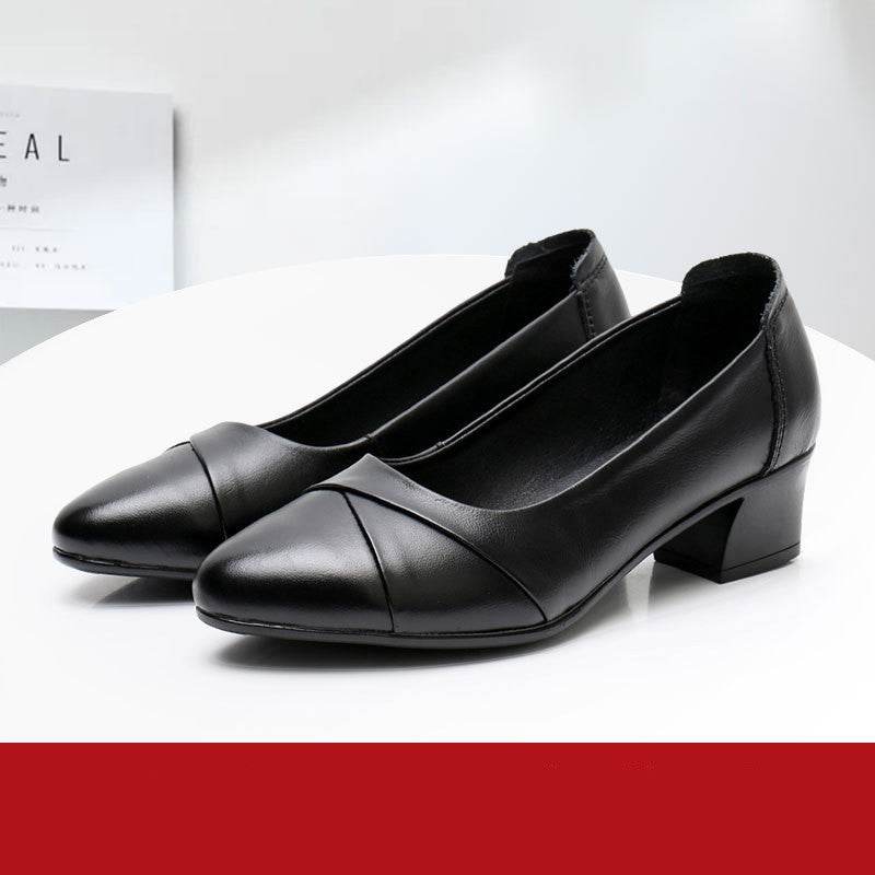 Women's Fashion Top Layer Cowhide Pumps - Mubimart